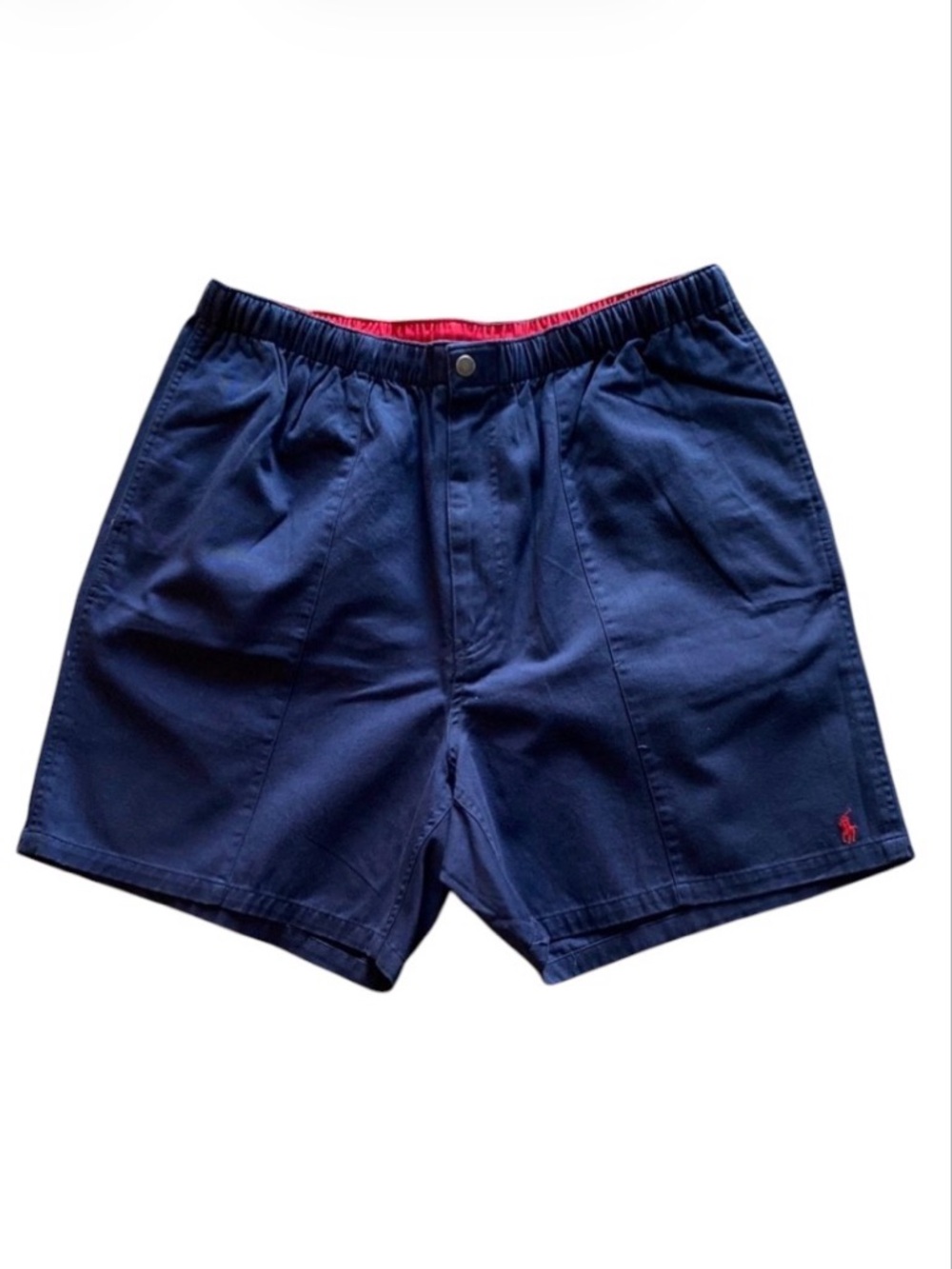 Polo Ralph Lauren Men’s NWOT XXL Navy Blue Cotton Shorts Elastic Waist Red Logo